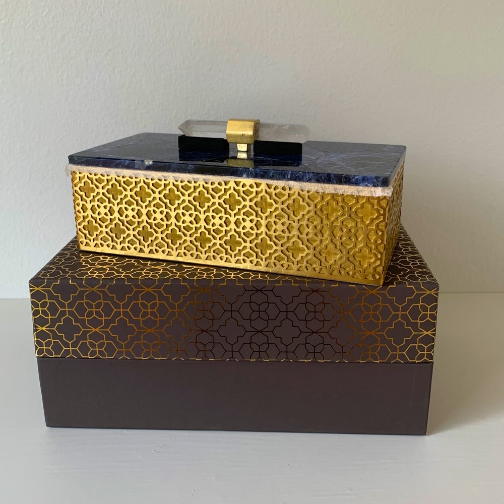 Kendra Scott Blue Sodalite Brass Filigree Box